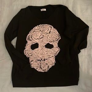 Lauren Moshi Skull Rose Pullover in Black